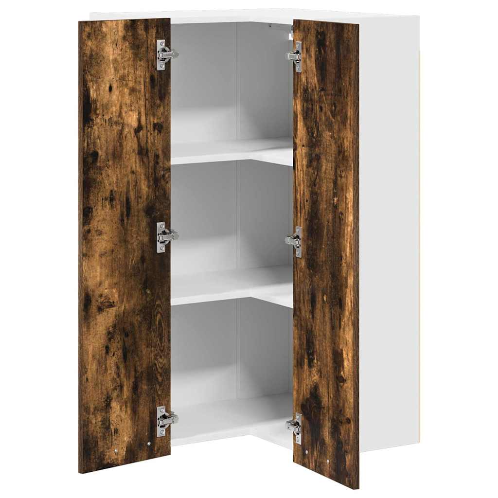 vidaXL Hanging Cabinet Smoked Oak and White 57 x 57 x 100 cm