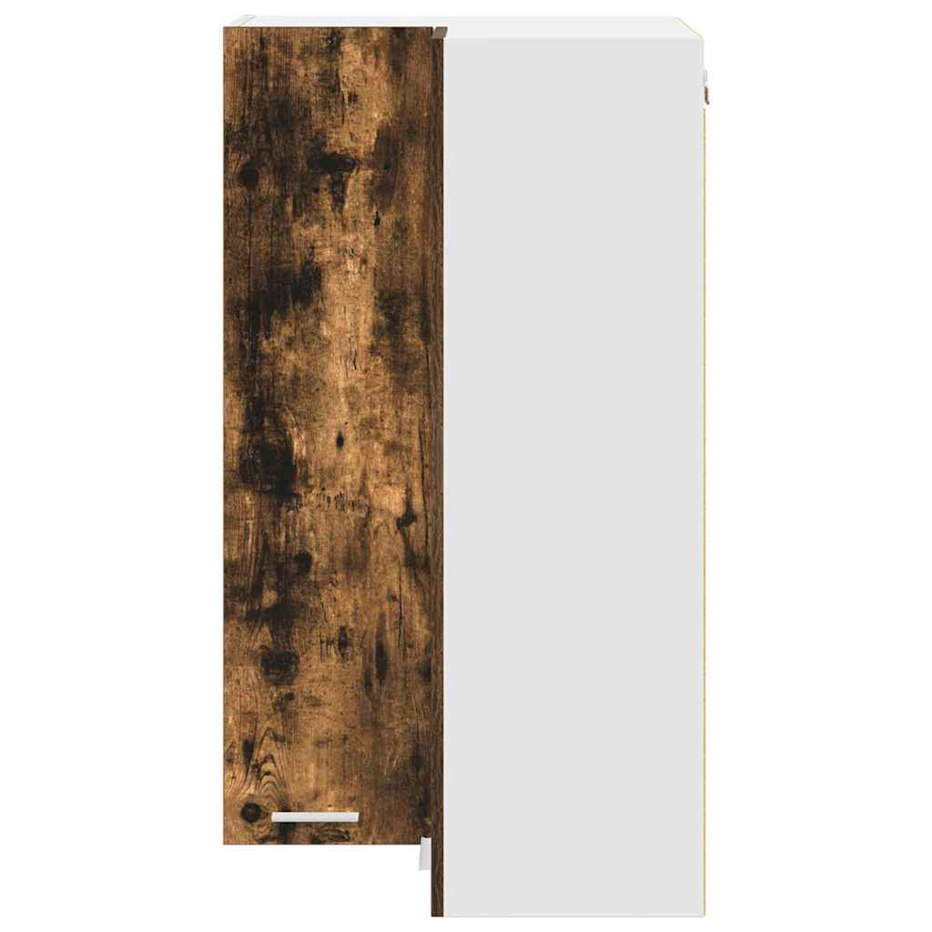 vidaXL Hanging Cabinet with Door Smoked Oak and White 57 x 57 x 100 cm