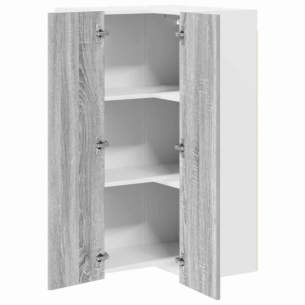 vidaXL Hanging Cabinet Grey Sonoma and White 57 x 57 x 100 cm