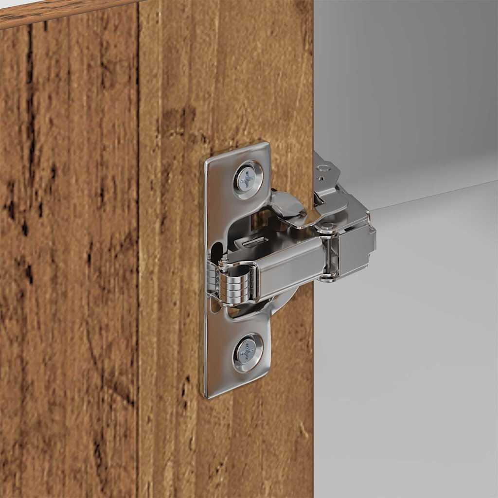 vidaXL Hanging Cabinet with Door Old Wood and White 57 x 57 x 100 cm