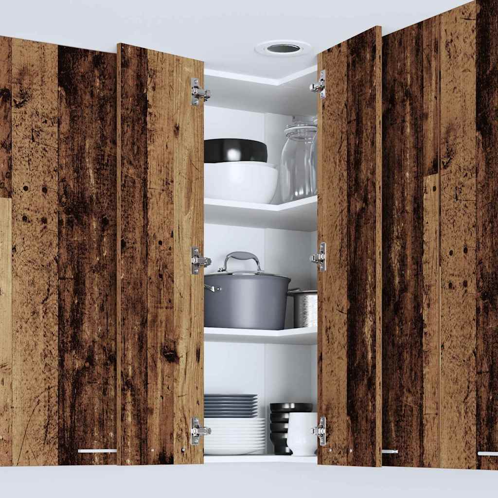 vidaXL Hanging Cabinet Old Wood and White 57 x 57 x 100 cm