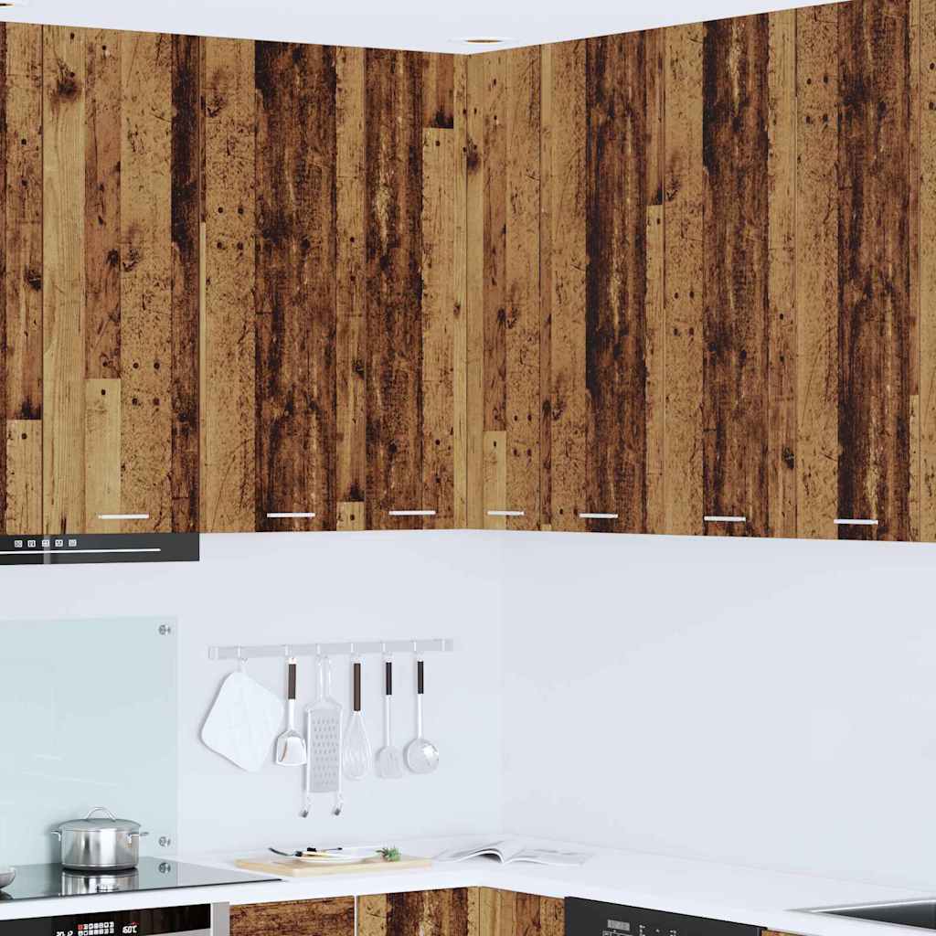 vidaXL Hanging Cabinet with Door Old Wood and White 57 x 57 x 100 cm