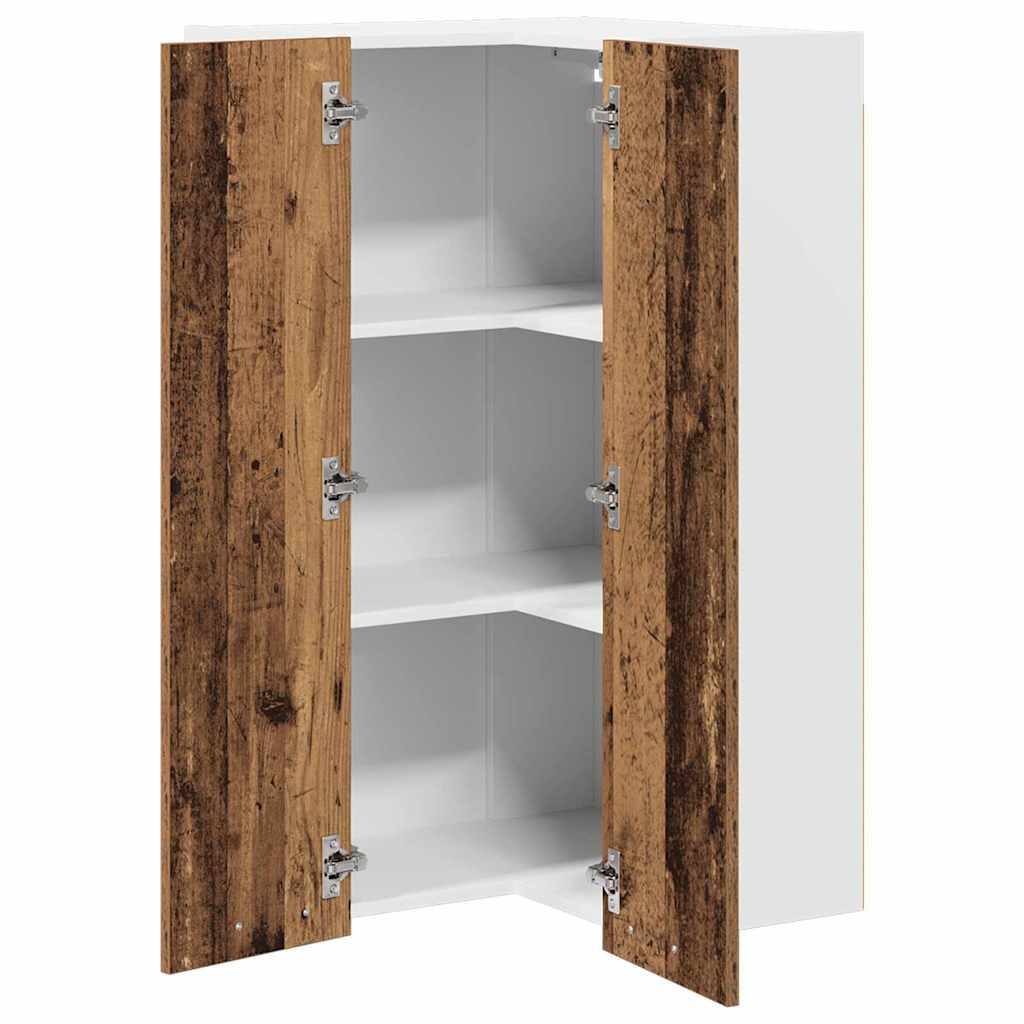 vidaXL Hanging Cabinet Old Wood and White 57 x 57 x 100 cm