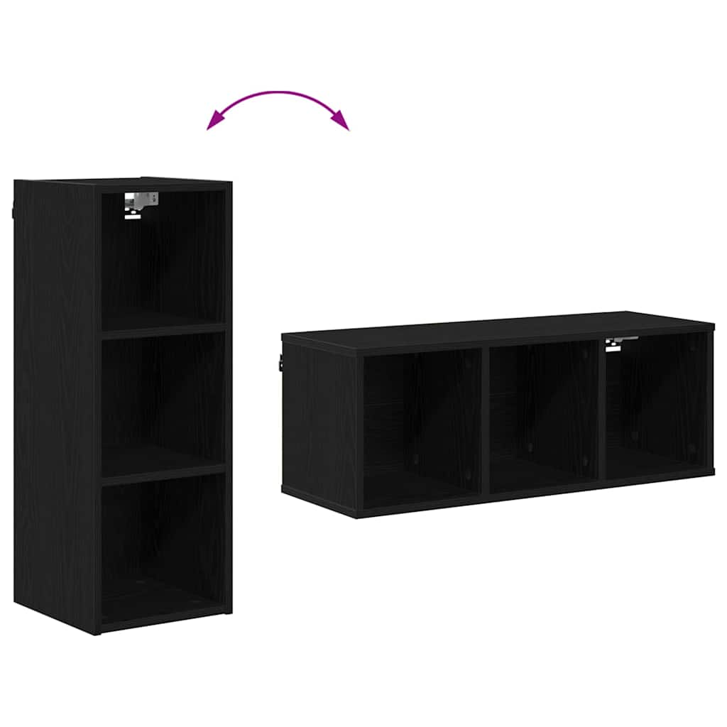 vidaXL Hanging Cabinet Black Oak 30 x 29.5 x 80 cm Engineered Wood