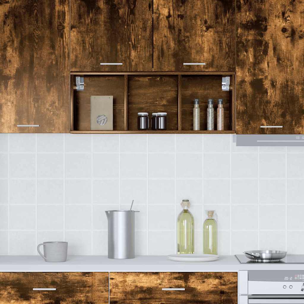 vidaXL Hanging Cabinet Smoked Oak 30 x 29.5 x 80 cm Engineered Wood