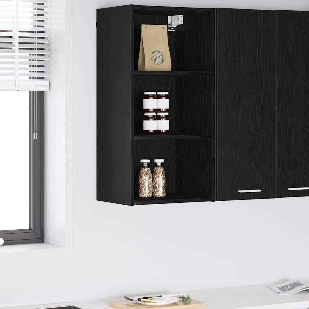 vidaXL Hanging Cabinet Black Oak 40 x 29.5 x 80 cm Engineered Wood
