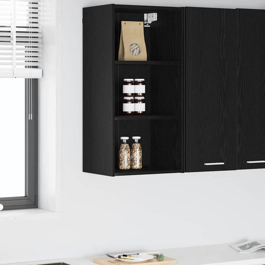 vidaXL Hanging Cabinet Black Oak 40 x 29.5 x 80 cm Engineered Wood
