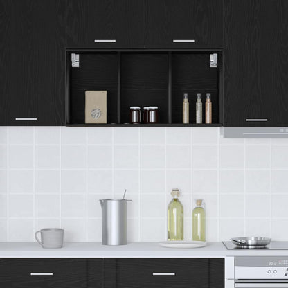 vidaXL Hanging Cabinet Black Oak 40 x 29.5 x 80 cm Engineered Wood