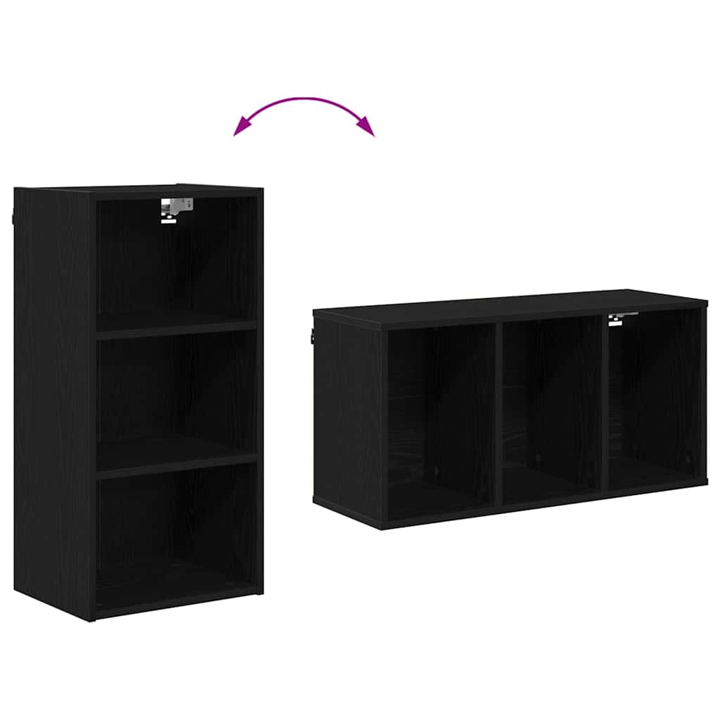 vidaXL Hanging Cabinet Black Oak 40 x 29.5 x 80 cm Engineered Wood