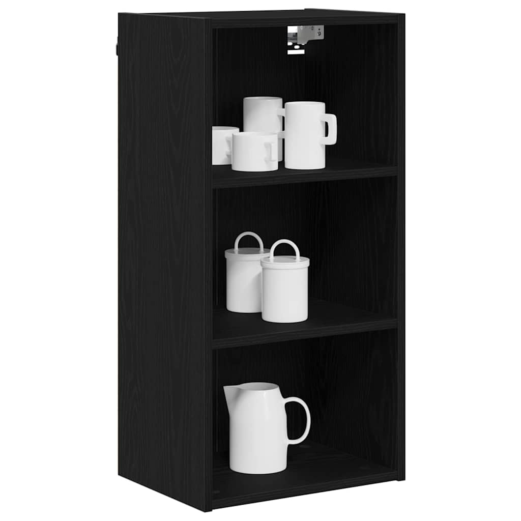 vidaXL Hanging Cabinet Black Oak 40 x 29.5 x 80 cm Engineered Wood