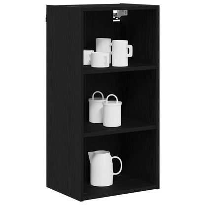 vidaXL Hanging Cabinet Black Oak 40 x 29.5 x 80 cm Engineered Wood