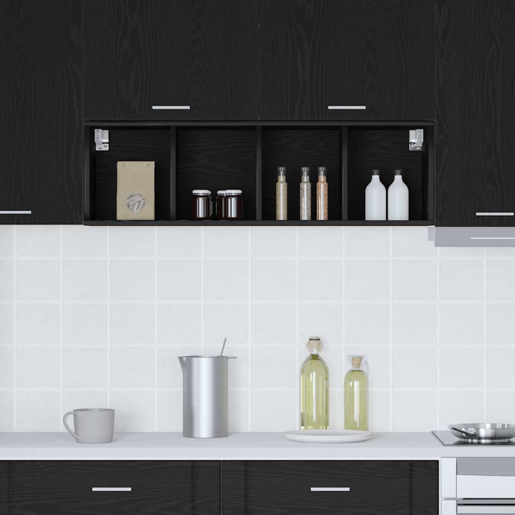 vidaXL Hanging Cabinet Black Oak 30 x 29.5 x 100 cm Engineered Wood