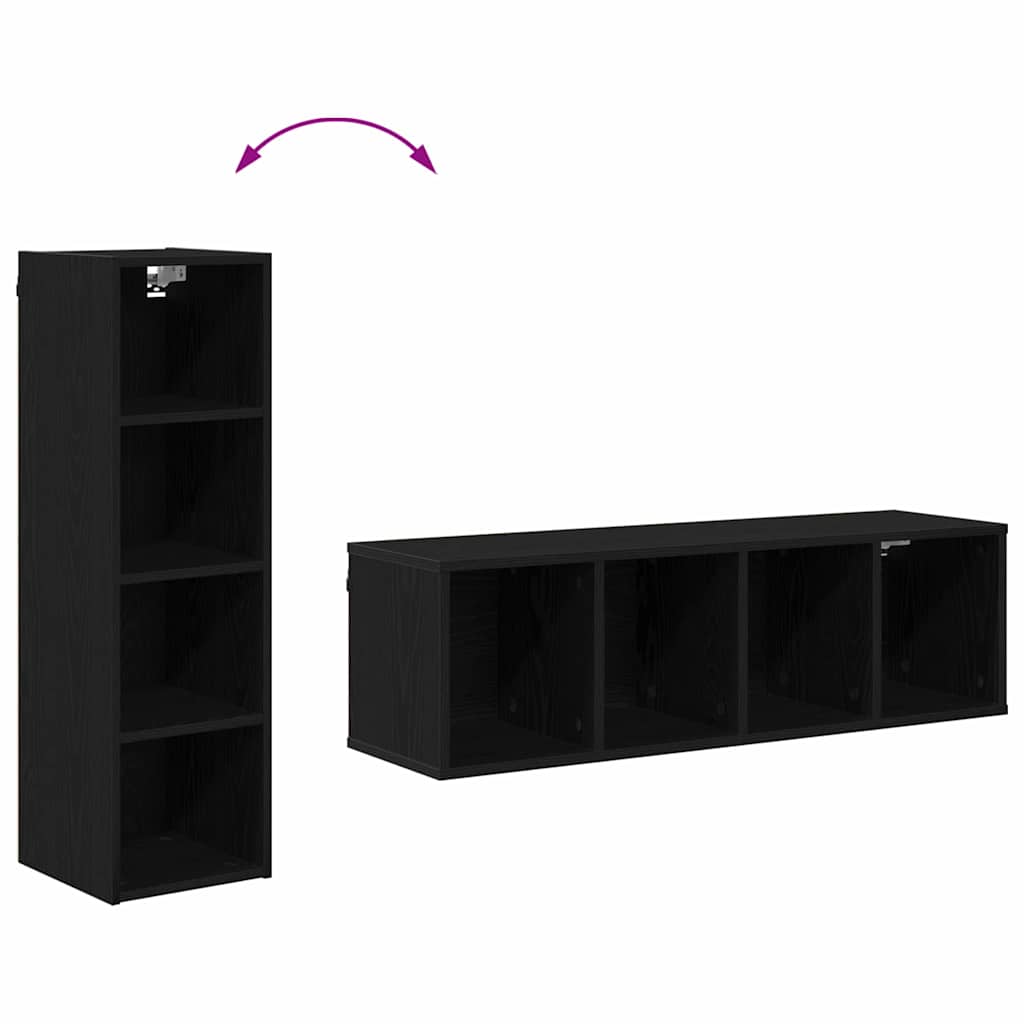 vidaXL Hanging Cabinet Black Oak 30 x 29.5 x 100 cm Engineered Wood