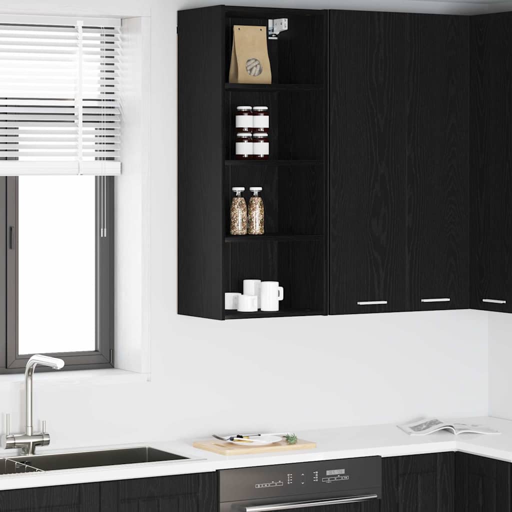 vidaXL Hanging Cabinet Black Oak 40 x 29.5 x 100 cm Engineered Wood