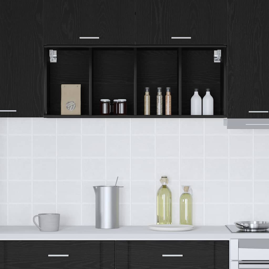 vidaXL Hanging Cabinet Black Oak 40 x 29.5 x 100 cm Engineered Wood