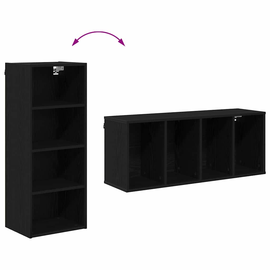 vidaXL Hanging Cabinet Black Oak 40 x 29.5 x 100 cm Engineered Wood