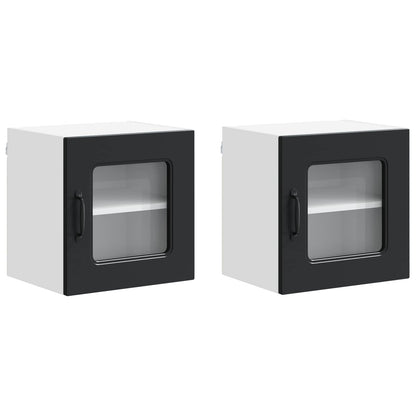 vidaXL Dishwasher Panel Kalmar 2 pcs Black 40 x 31 x 40 cm