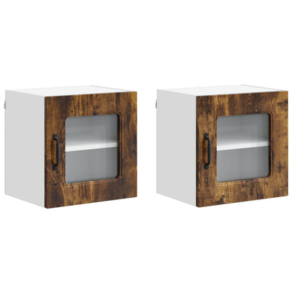vidaXL Dishwasher Panel Kalmar 2 pcs Smoked Oak 40 x 31 x 40 cm