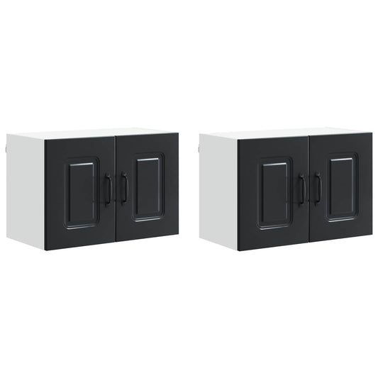 vidaXL Dishwasher Panel Kalmar 2 pcs Black 60 x 31 x 40 cm