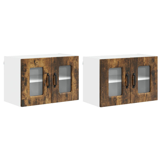 vidaXL Dishwasher Panel Kalmar 2 pcs Smoked Oak 60 x 31 x 40 cm