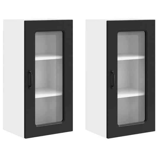vidaXL Dishwasher Panel Kalmar 2 pcs Black 40 x 31 x 80 cm