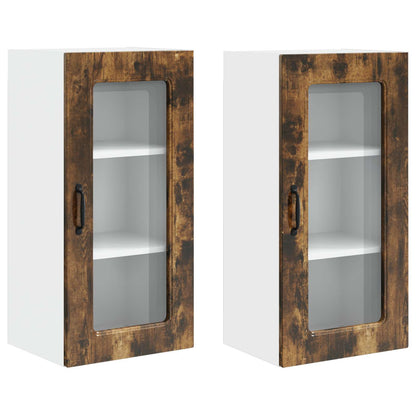 vidaXL Dishwasher Panel Kalmar 2 pcs Smoked Oak 40 x 31 x 80 cm