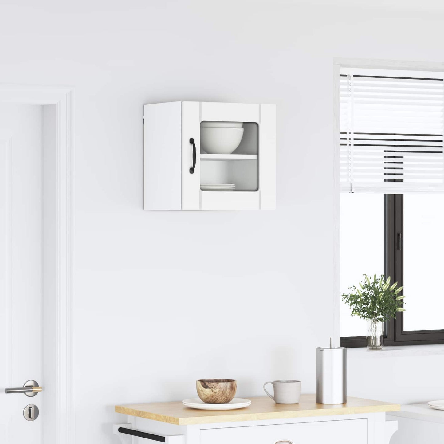 vidaXL Wall Glass Cabinet LUCCA White 40 x 31 x 40 cm Engineered Wood
