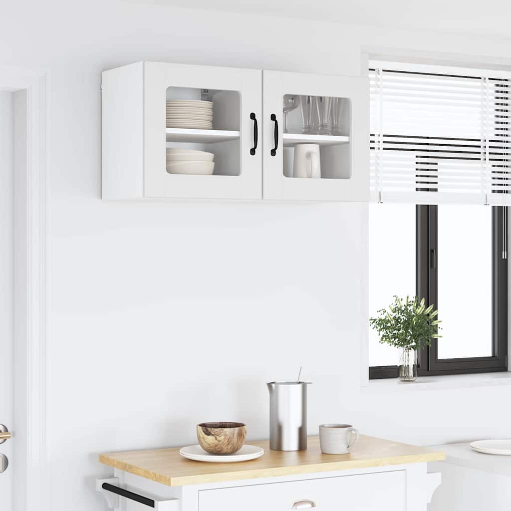 vidaXL Wall Glass Cabinet LUCCA 2 pcs White 40 x 31 x 40 cm