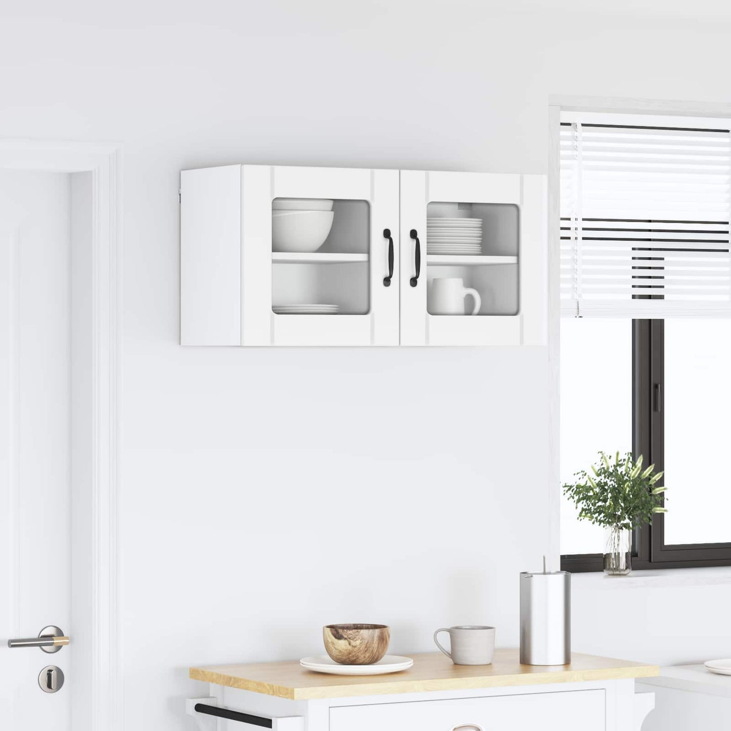 vidaXL Wall Glass Cabinet LUCCA 2 pcs White 40 x 31 x 40 cm