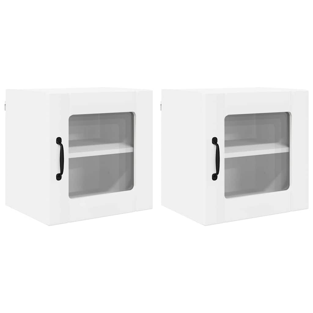 vidaXL Wall Glass Cabinet LUCCA 2 pcs White 40 x 31 x 40 cm
