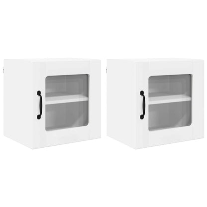 vidaXL Wall Glass Cabinet LUCCA 2 pcs White 40 x 31 x 40 cm