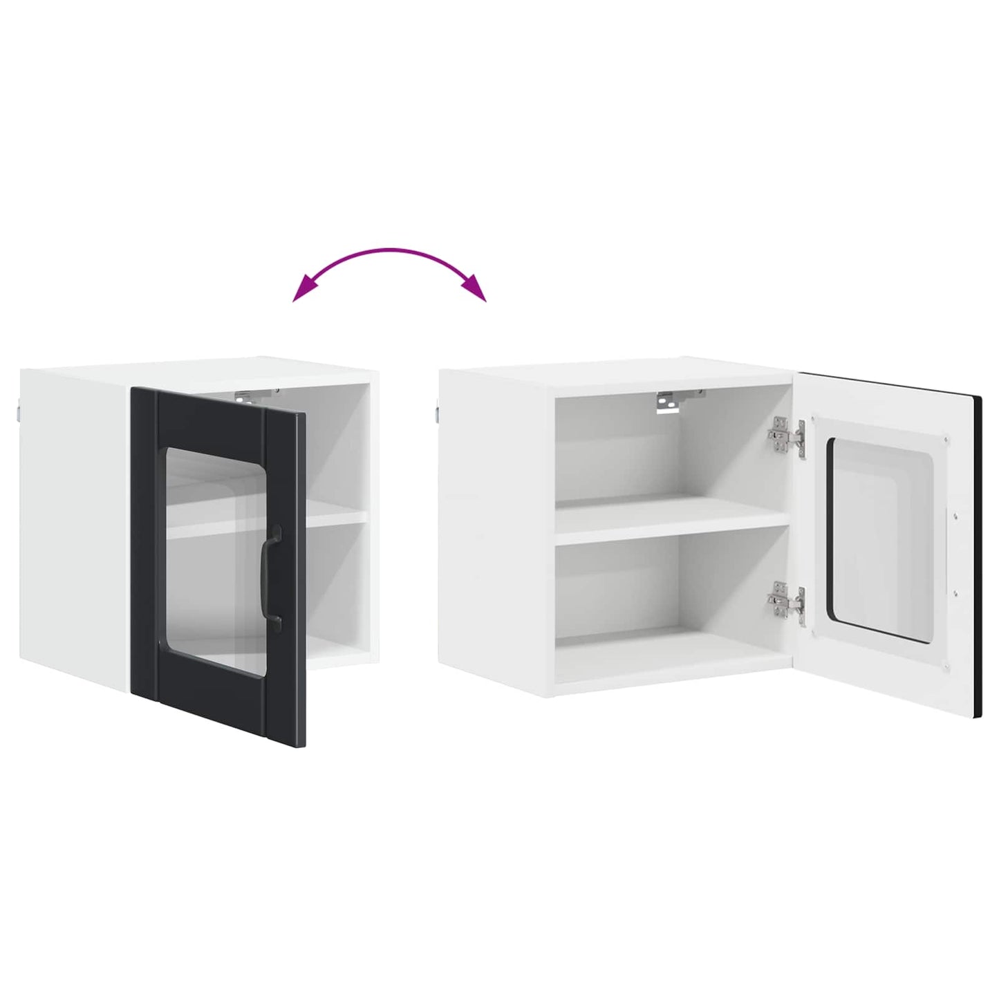 vidaXL Wall Glass Cabinet LUCCA Black 40 x 31 x 40 cm Engineered Wood