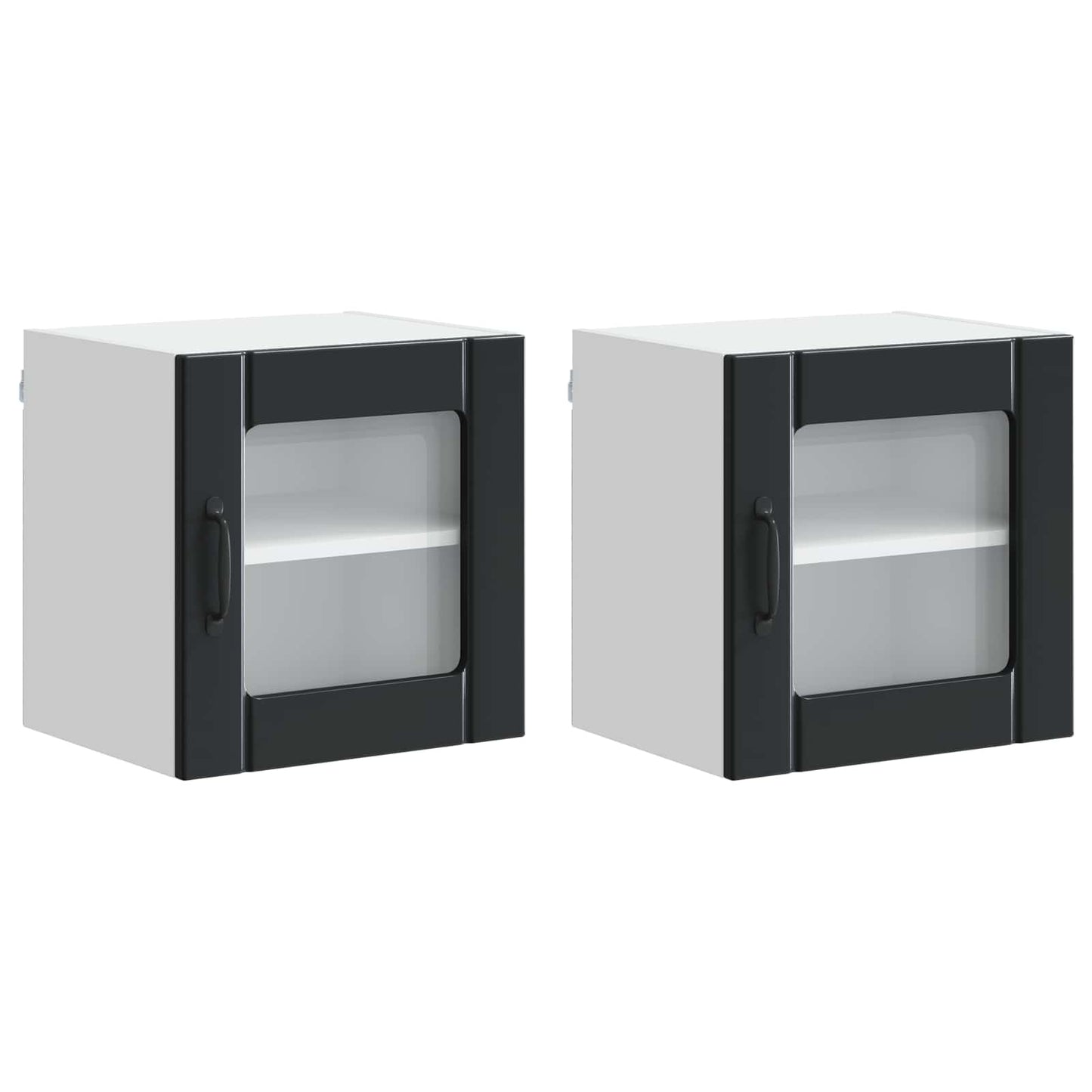 vidaXL Wall Glass Cabinet LUCCA 2 pcs Black 40 x 31 x 40 cm