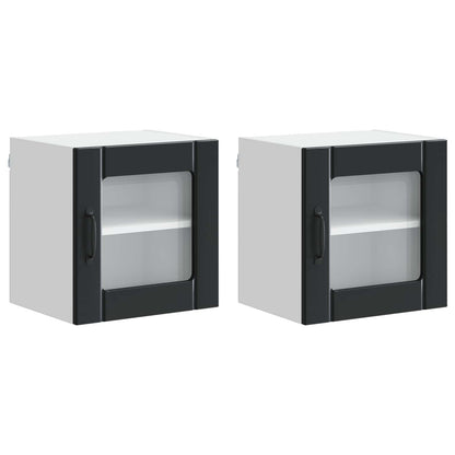 vidaXL Wall Glass Cabinet LUCCA 2 pcs Black 40 x 31 x 40 cm