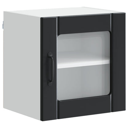 vidaXL Wall Glass Cabinet LUCCA 2 pcs Black 40 x 31 x 40 cm