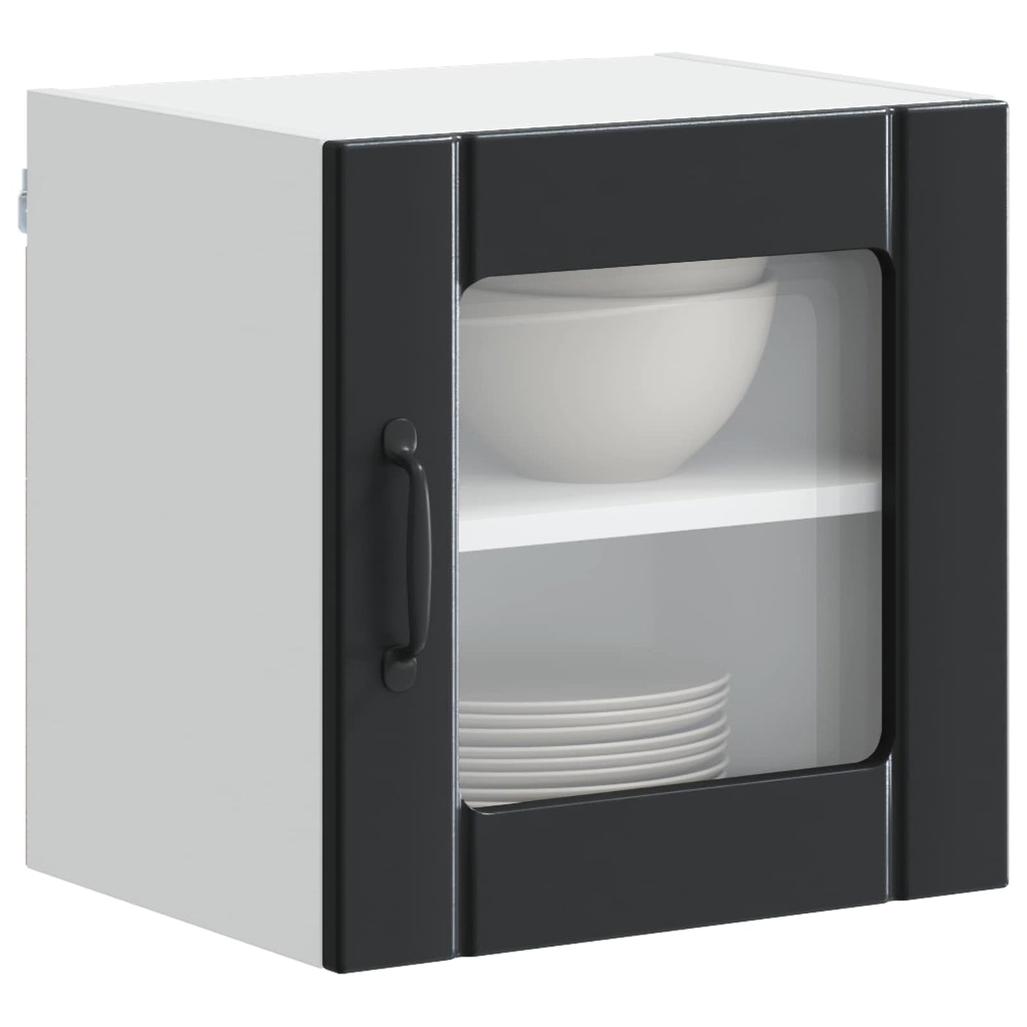 vidaXL Wall Glass Cabinet LUCCA 2 pcs Black 40 x 31 x 40 cm