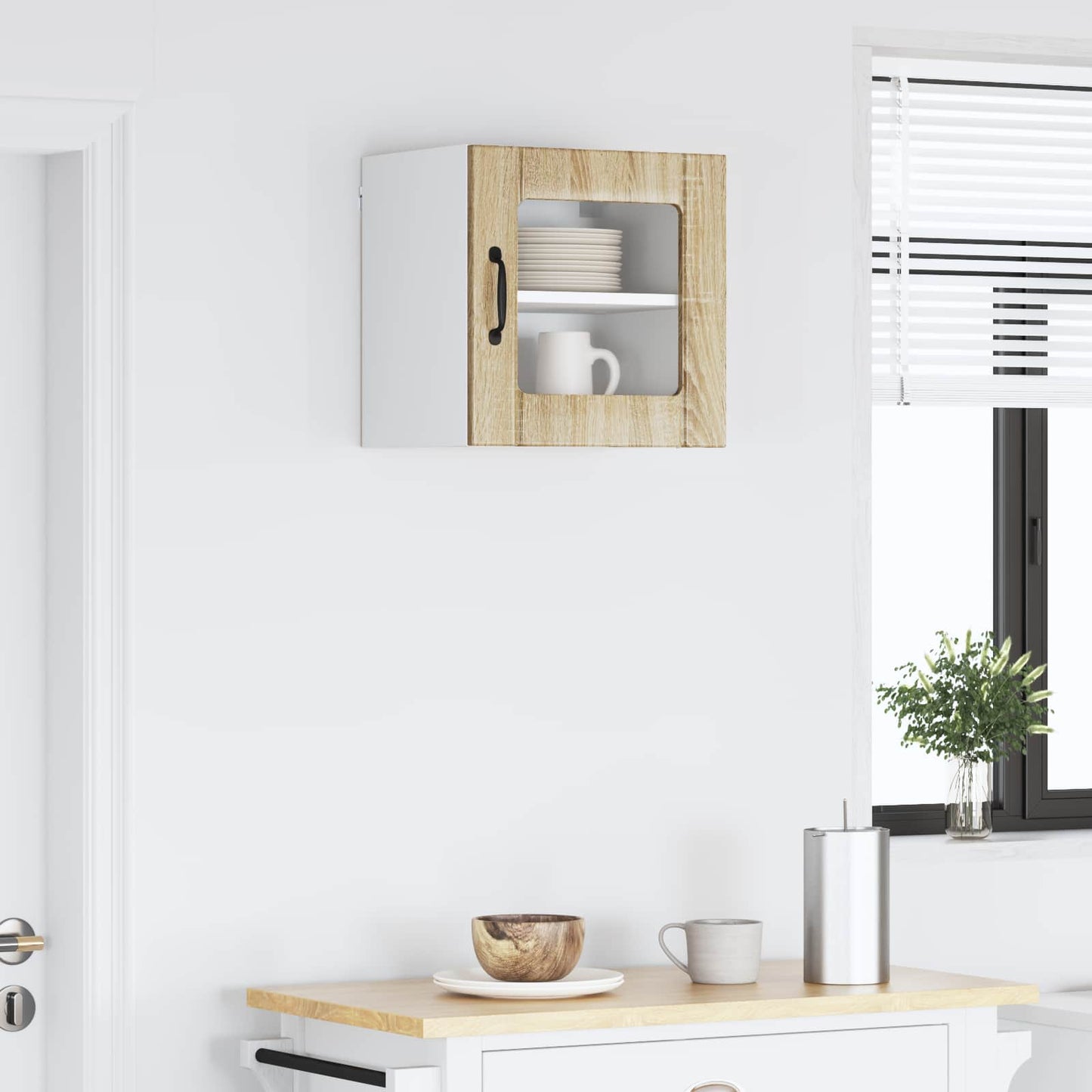 vidaXL Wall Glass Cabinet LUCCA Sonoma Oak 40 x 31 x 40 cm