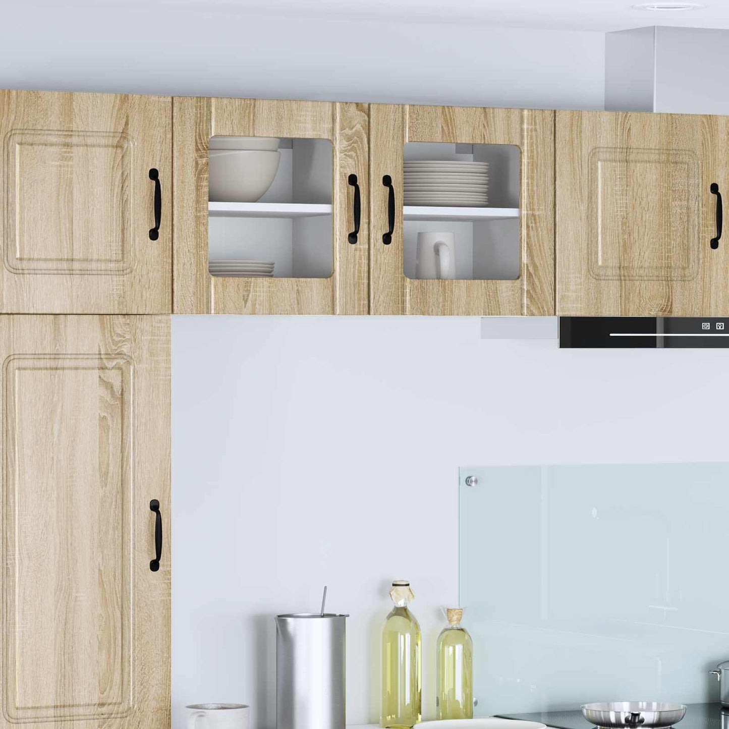 vidaXL Wall Glass Cabinet LUCCA 2 pcs Sonoma Oak 40 x 31 x 40 cm