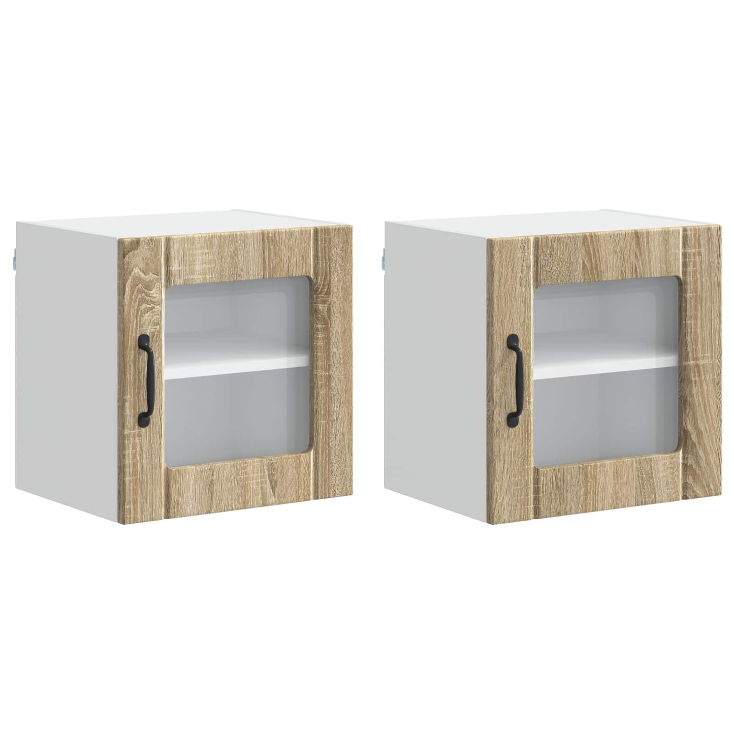 vidaXL Wall Glass Cabinet LUCCA 2 pcs Sonoma Oak 40 x 31 x 40 cm