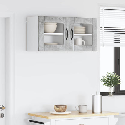 vidaXL Wall Glass Cabinet LUCCA 2 pcs Concrete Grey 40 x 31 x 40 cm