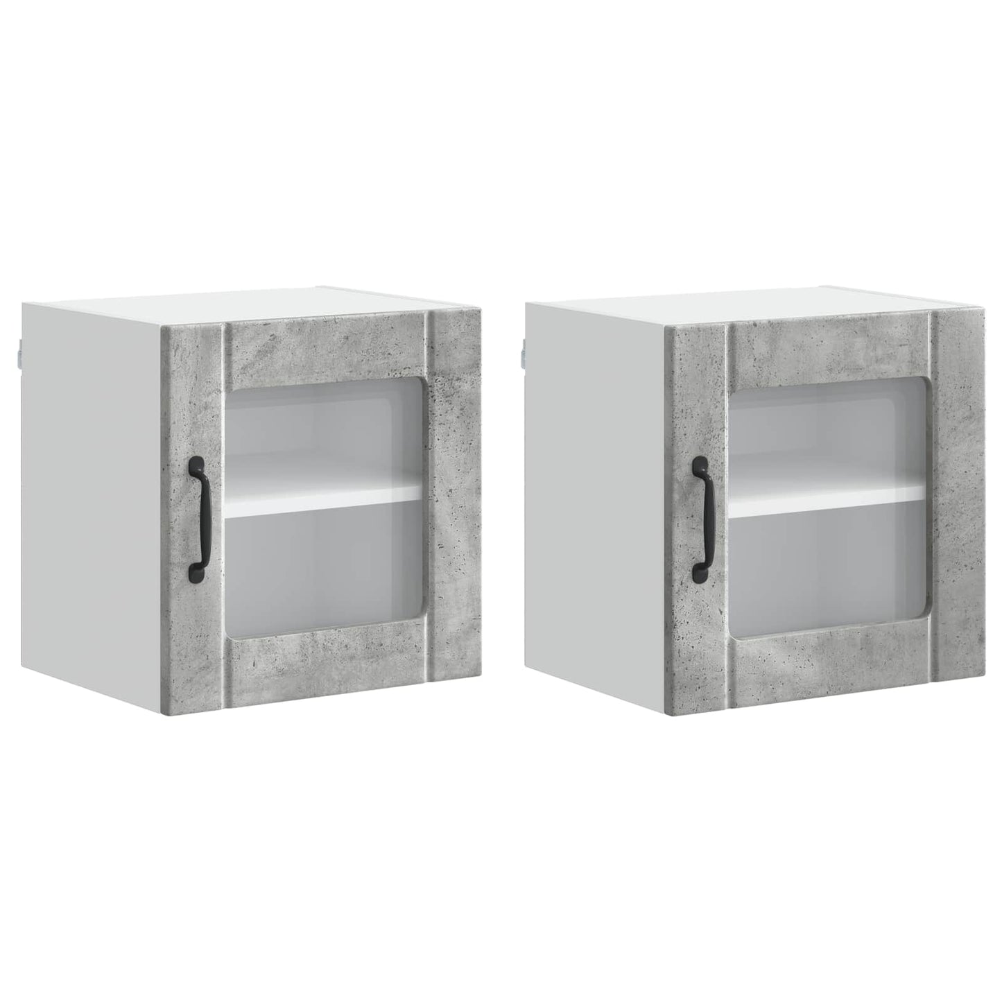 vidaXL Wall Glass Cabinet LUCCA 2 pcs Concrete Grey 40 x 31 x 40 cm