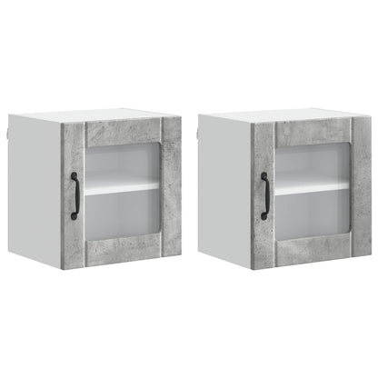 vidaXL Wall Glass Cabinet LUCCA 2 pcs Concrete Grey 40 x 31 x 40 cm