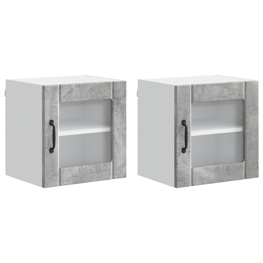 vidaXL Wall Glass Cabinet LUCCA 2 pcs Concrete Grey 40 x 31 x 40 cm