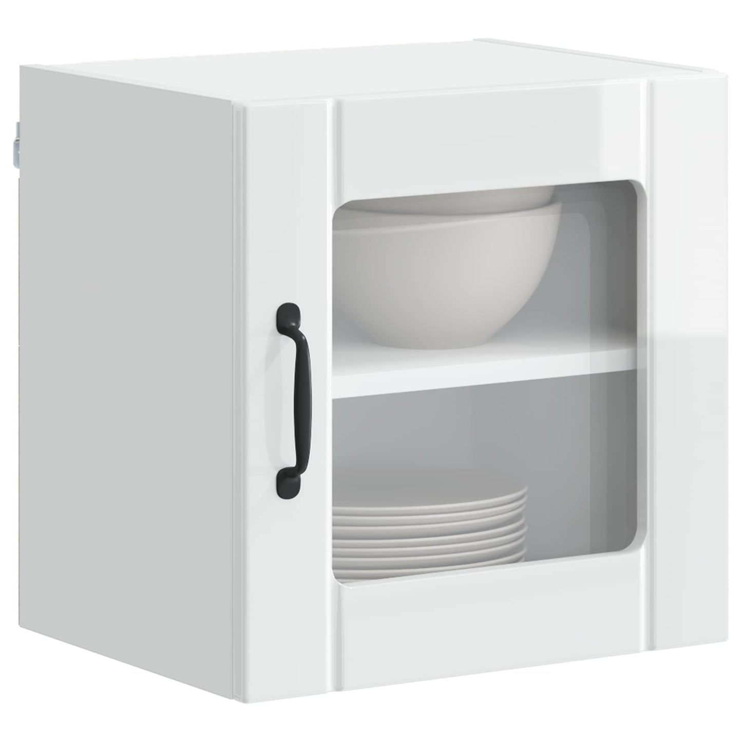 vidaXL Wall Glass Cabinet LUCCA High Gloss White 40 x 31 x 40 cm