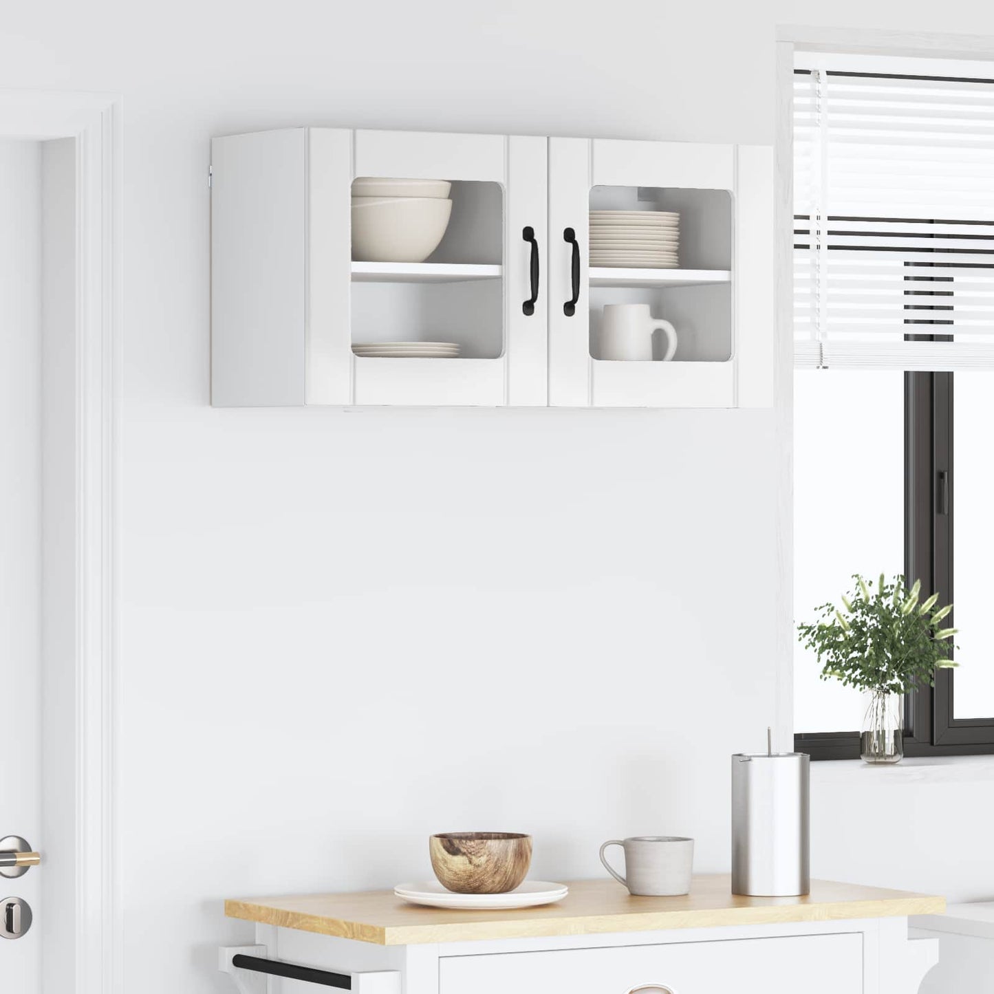 vidaXL Wall Glass Cabinet LUCCA 2 pcs High Gloss White 40 x 31 x 40 cm