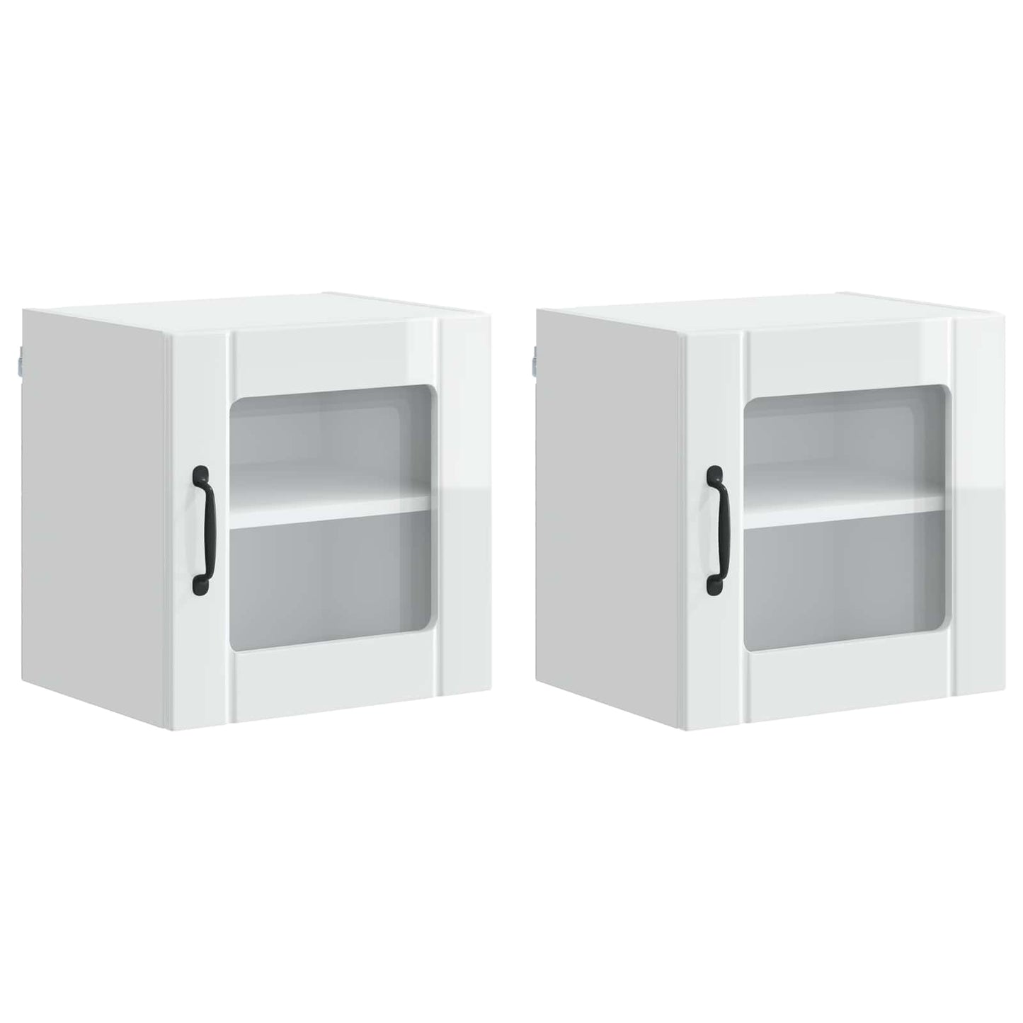 vidaXL Wall Glass Cabinet LUCCA 2 pcs High Gloss White 40 x 31 x 40 cm