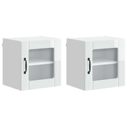vidaXL Wall Glass Cabinet LUCCA 2 pcs High Gloss White 40 x 31 x 40 cm