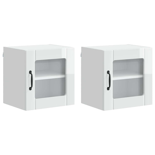 vidaXL Wall Glass Cabinet LUCCA 2 pcs High Gloss White 40 x 31 x 40 cm
