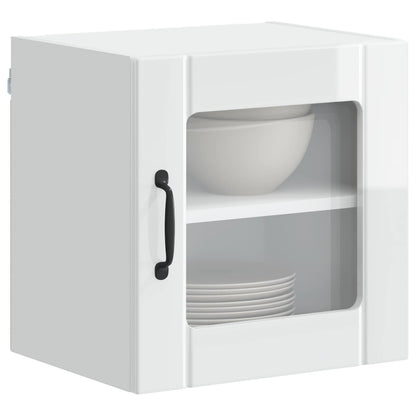 vidaXL Wall Glass Cabinet LUCCA 2 pcs High Gloss White 40 x 31 x 40 cm