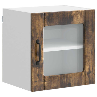 vidaXL Wall Glass Cabinet LUCCA Smoked Oak 40 x 31 x 40 cm